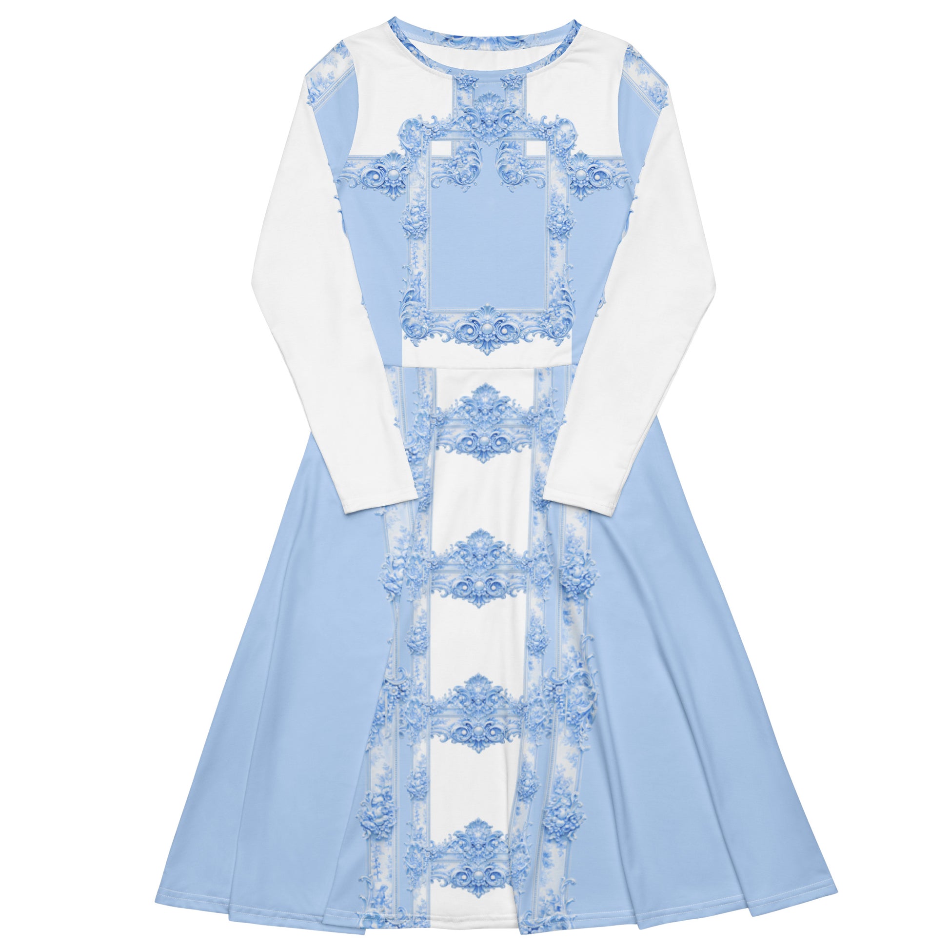 Blue Baroque Midi Dress 2XS