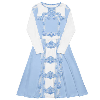 Blue Baroque Midi Dress 2XS