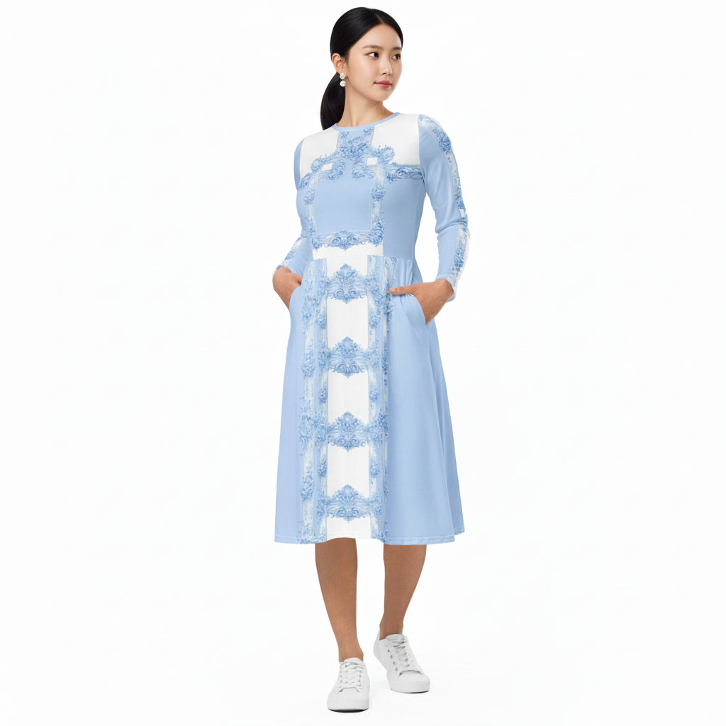 Blue Baroque Midi Dress