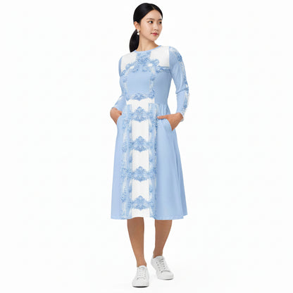 Blue Baroque Midi Dress