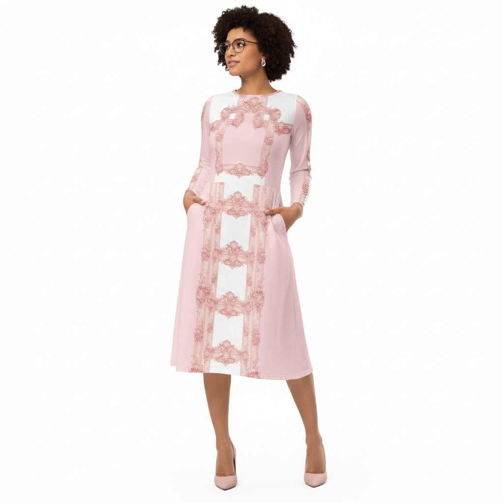 Pink Baroque Midi Dress