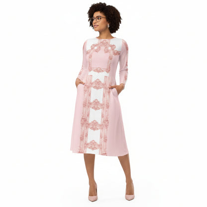Pink Baroque Midi Dress