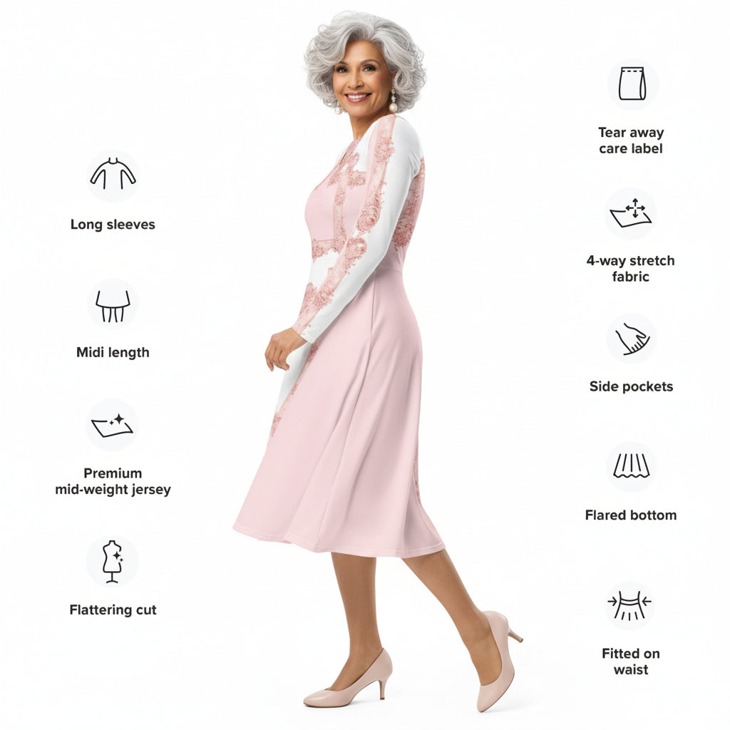 Pink Baroque Midi Dress
