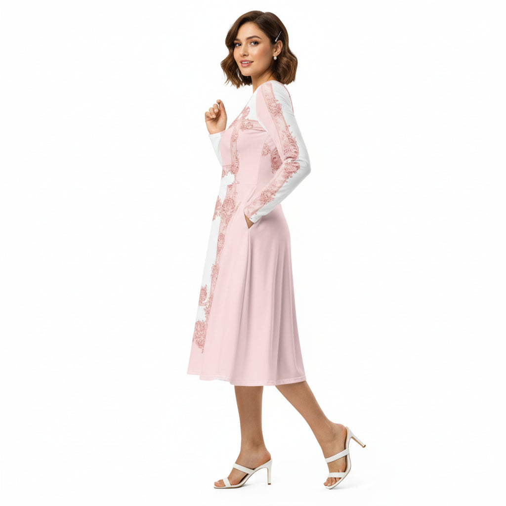 Pink Baroque Midi Dress