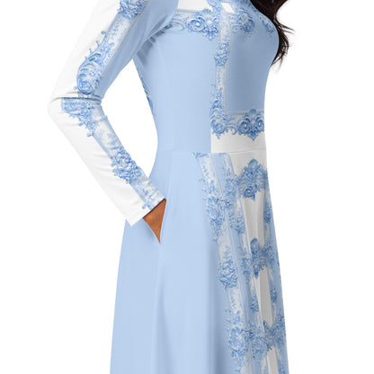 Blue Baroque Midi Dress