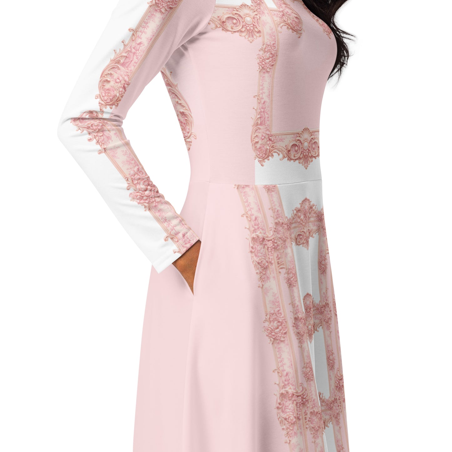 Pink Baroque Midi Dress
