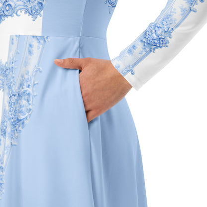 Blue Baroque Midi Dress
