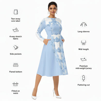 Blue Baroque Midi Dress