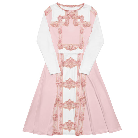 Pink Baroque Midi Dress 2XS