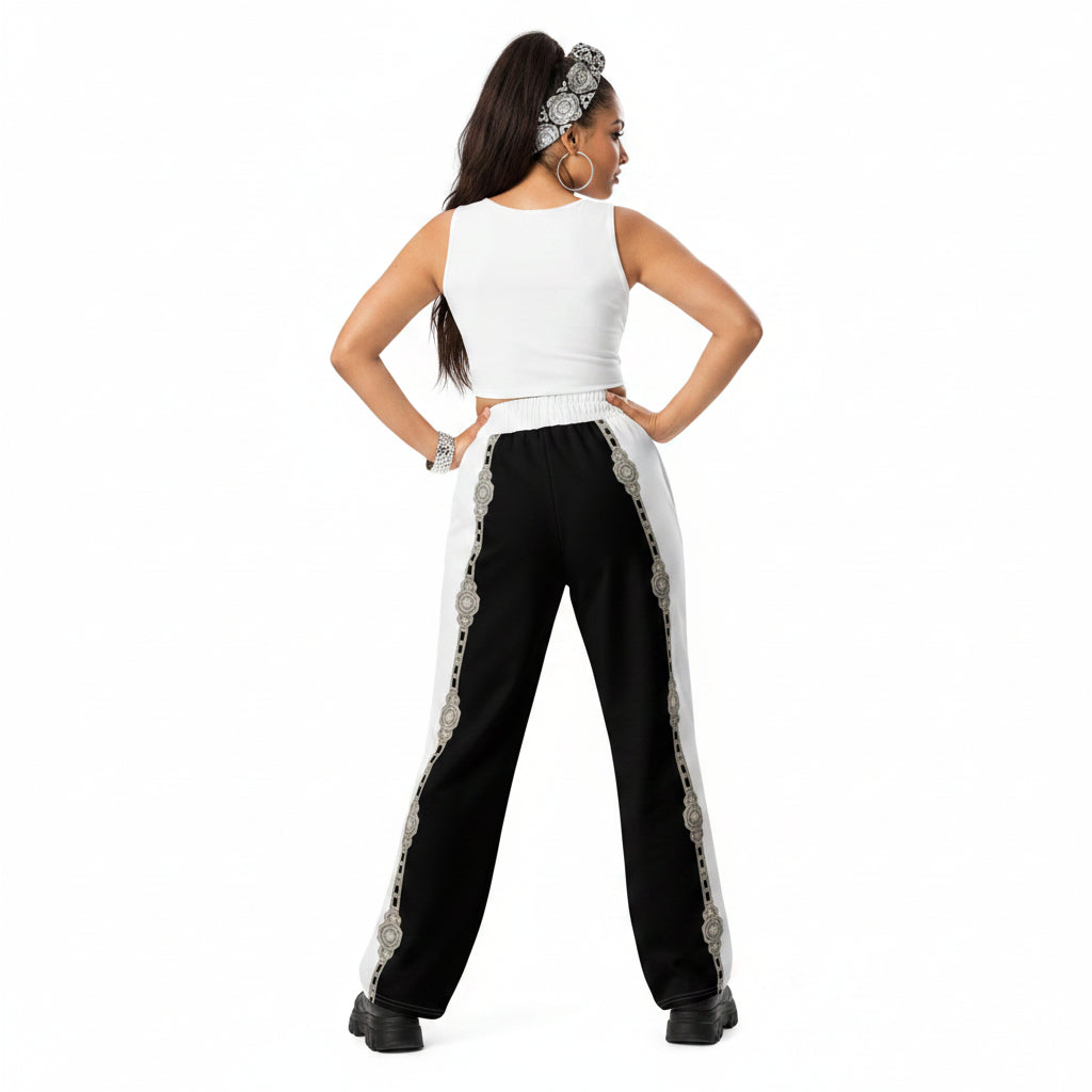 Unisex Monochrome Wide-Leg Joggers - Black