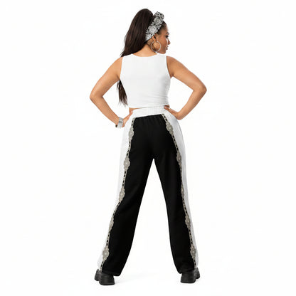 Unisex Monochrome Wide-Leg Joggers - Black