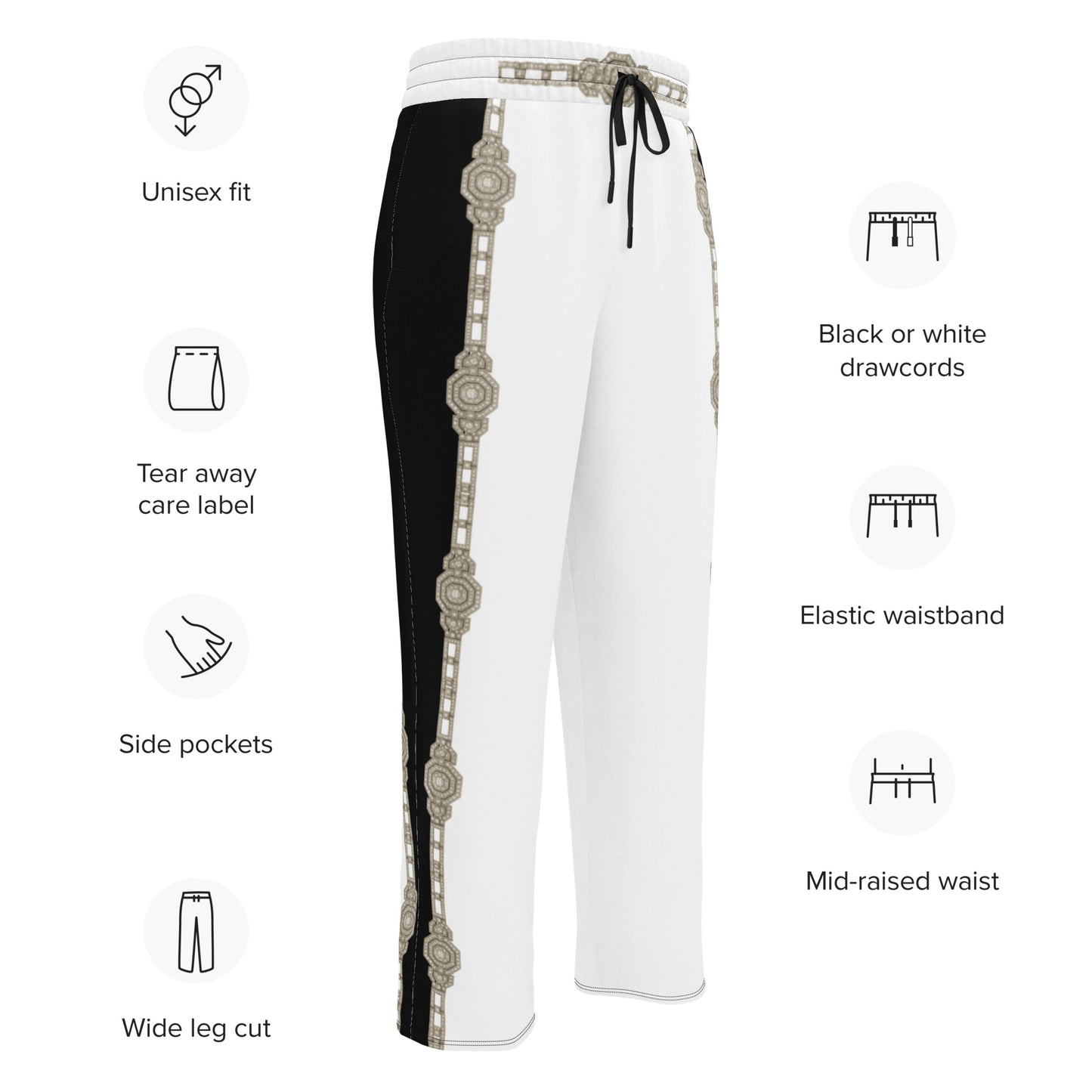 Unisex Monochrome Wide-leg joggers - White