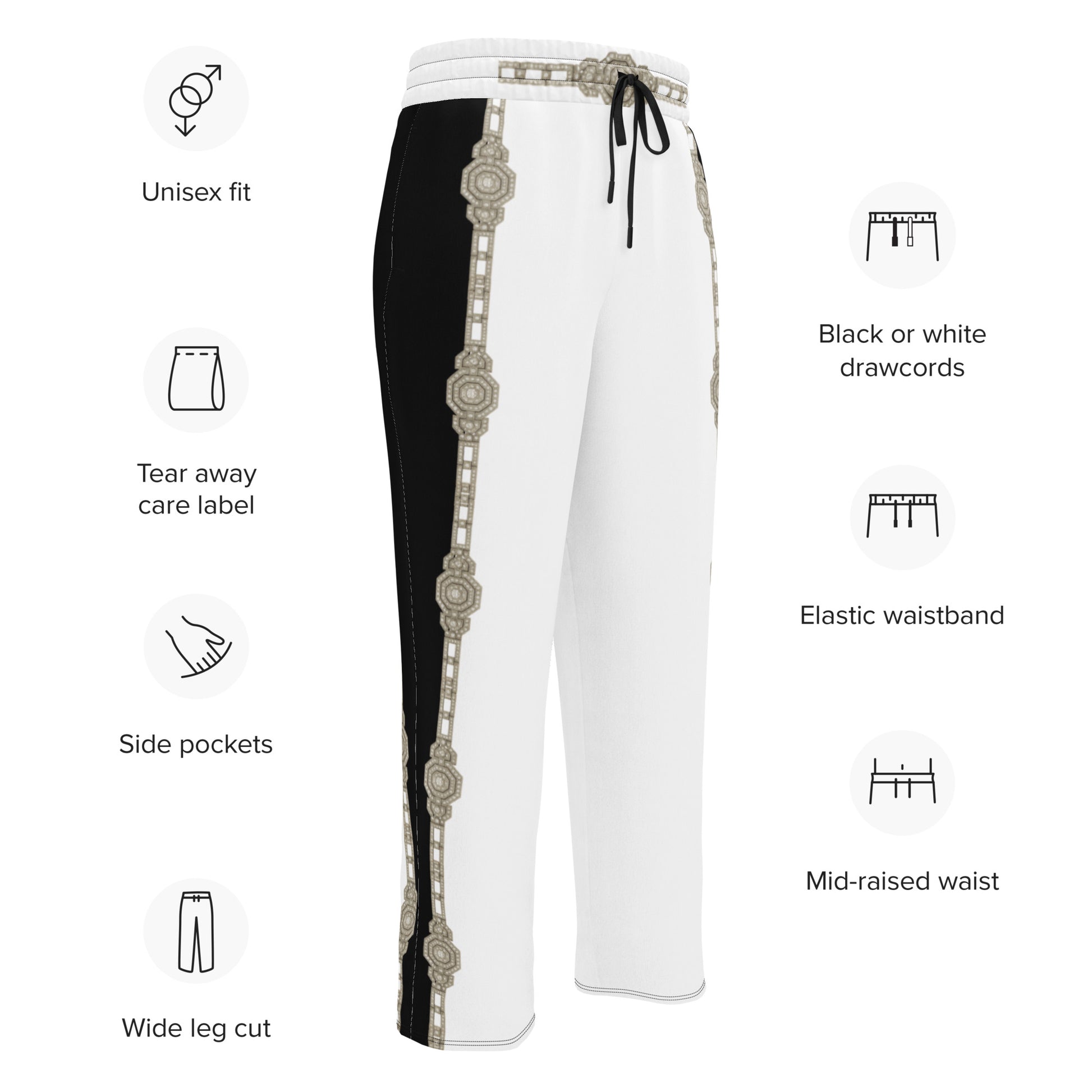 Unisex Monochrome Wide-leg joggers - White