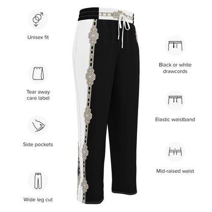 Unisex Monochrome Wide-Leg Joggers - Black