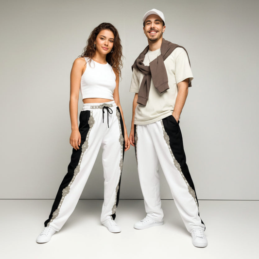 Unisex Monochrome Wide-leg joggers - White