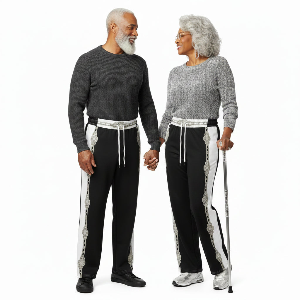 Unisex Monochrome Wide-Leg Joggers - Black