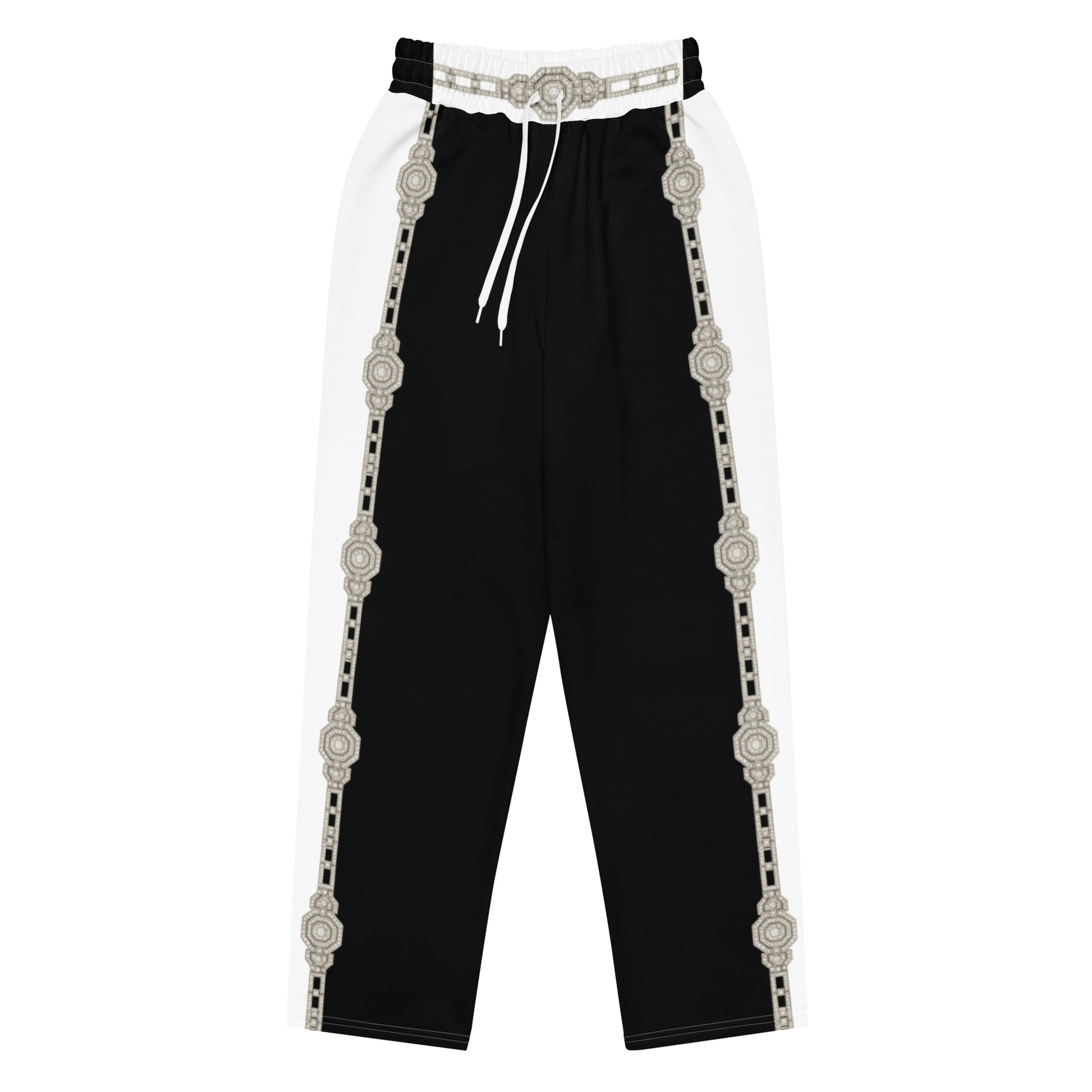 Unisex Monochrome Wide-Leg Joggers - Black 2XS