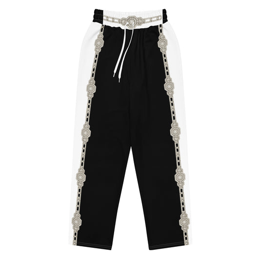 Unisex Monochrome Wide-Leg Joggers - Black 2XS