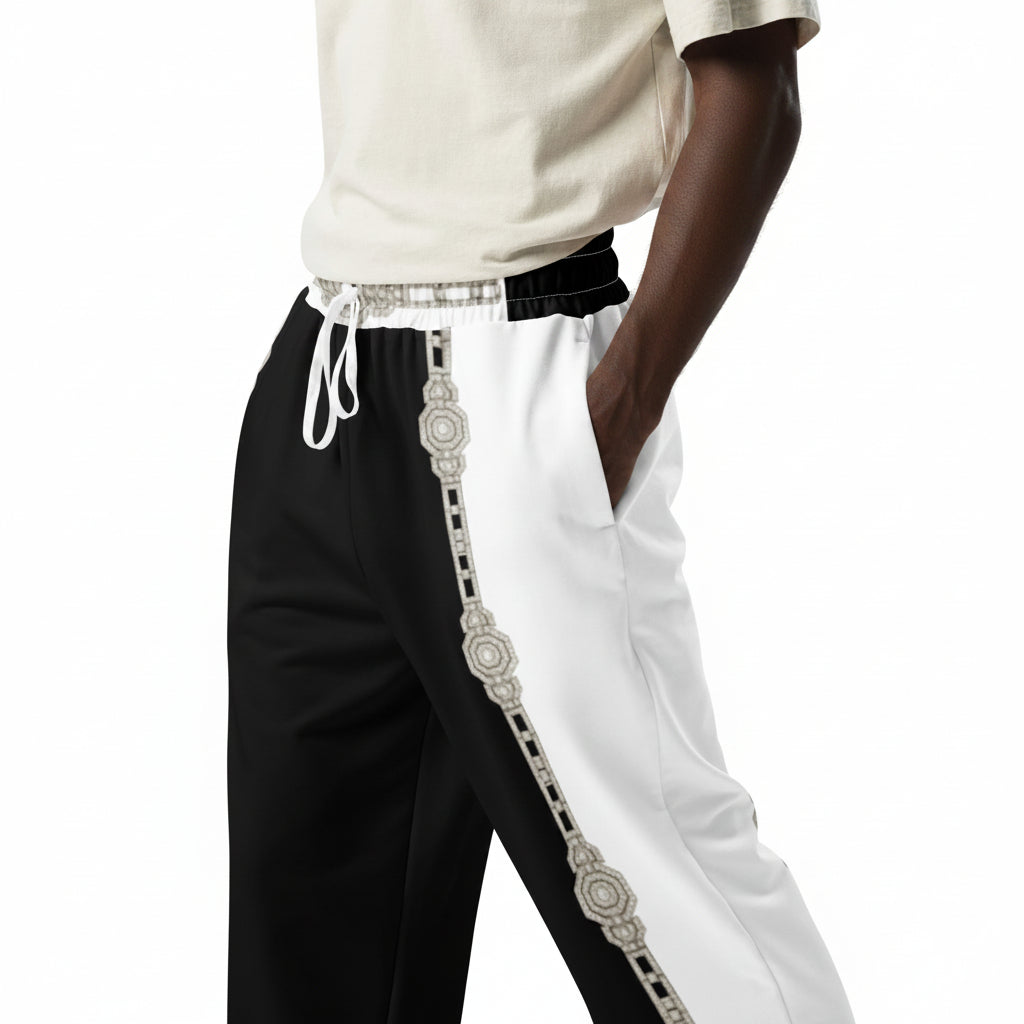 Unisex Monochrome Wide-Leg Joggers - Black