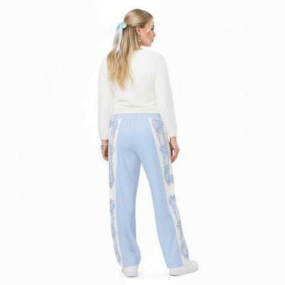 Unisex Blue Baroque Wide-Leg pants