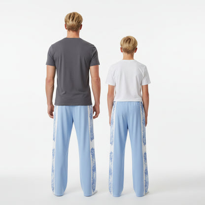 Unisex Blue Baroque Wide-Leg pants