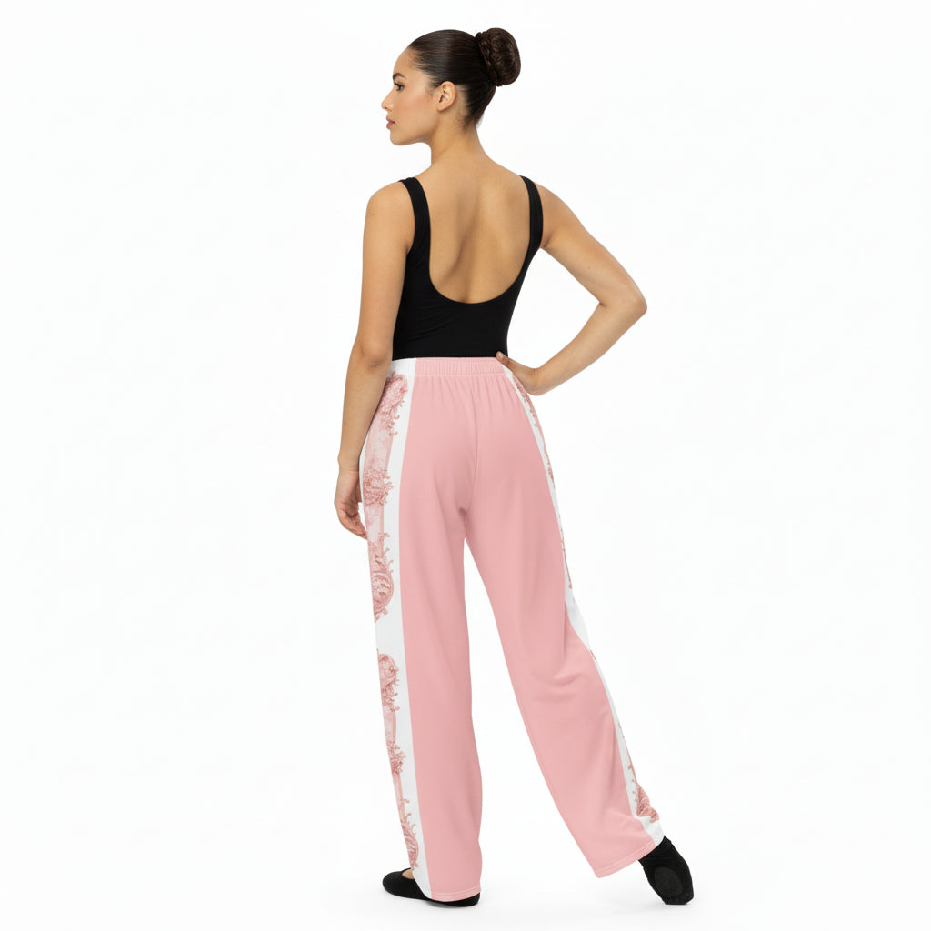 Unisex Pink Baroque Wide-Leg Pants