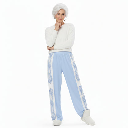 Unisex Blue Baroque Wide-Leg pants