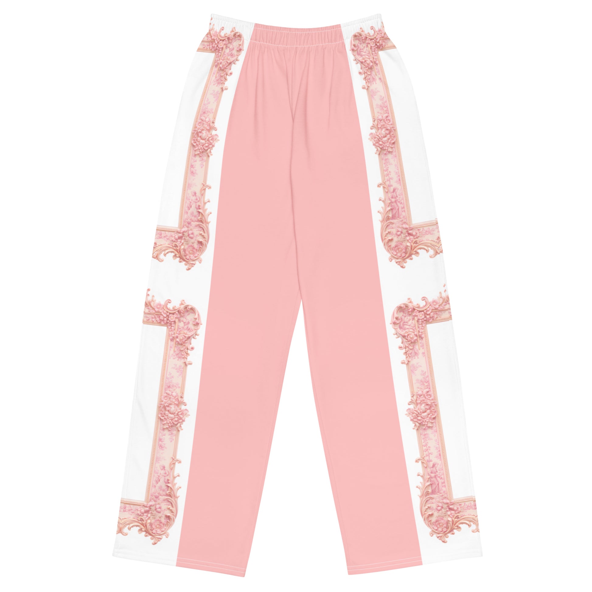 Unisex Pink Baroque Wide-Leg Pants 2XS