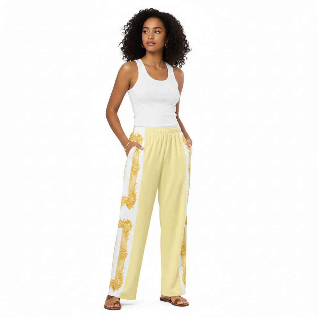 Unisex Yellow Baroque Wide-Leg pants