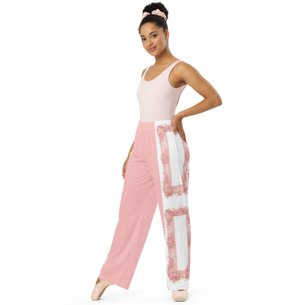 Unisex Pink Baroque Wide-Leg Pants
