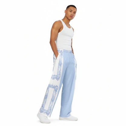 Unisex Blue Baroque Wide-Leg pants