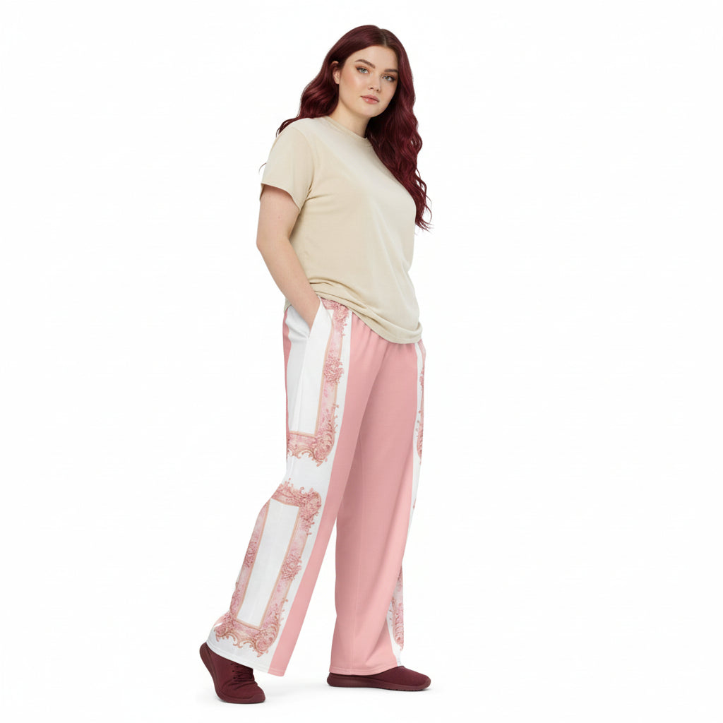 Unisex Pink Baroque Wide-Leg Pants