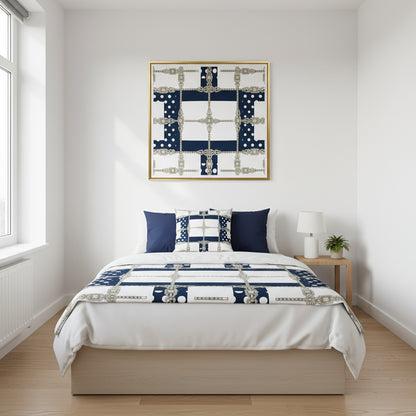 White Diamond Grid Reversible Cushion Cover