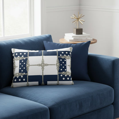 White Diamond Grid Reversible Cushion Cover