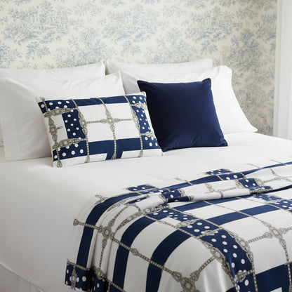 White Diamond Grid Reversible Cushion Cover