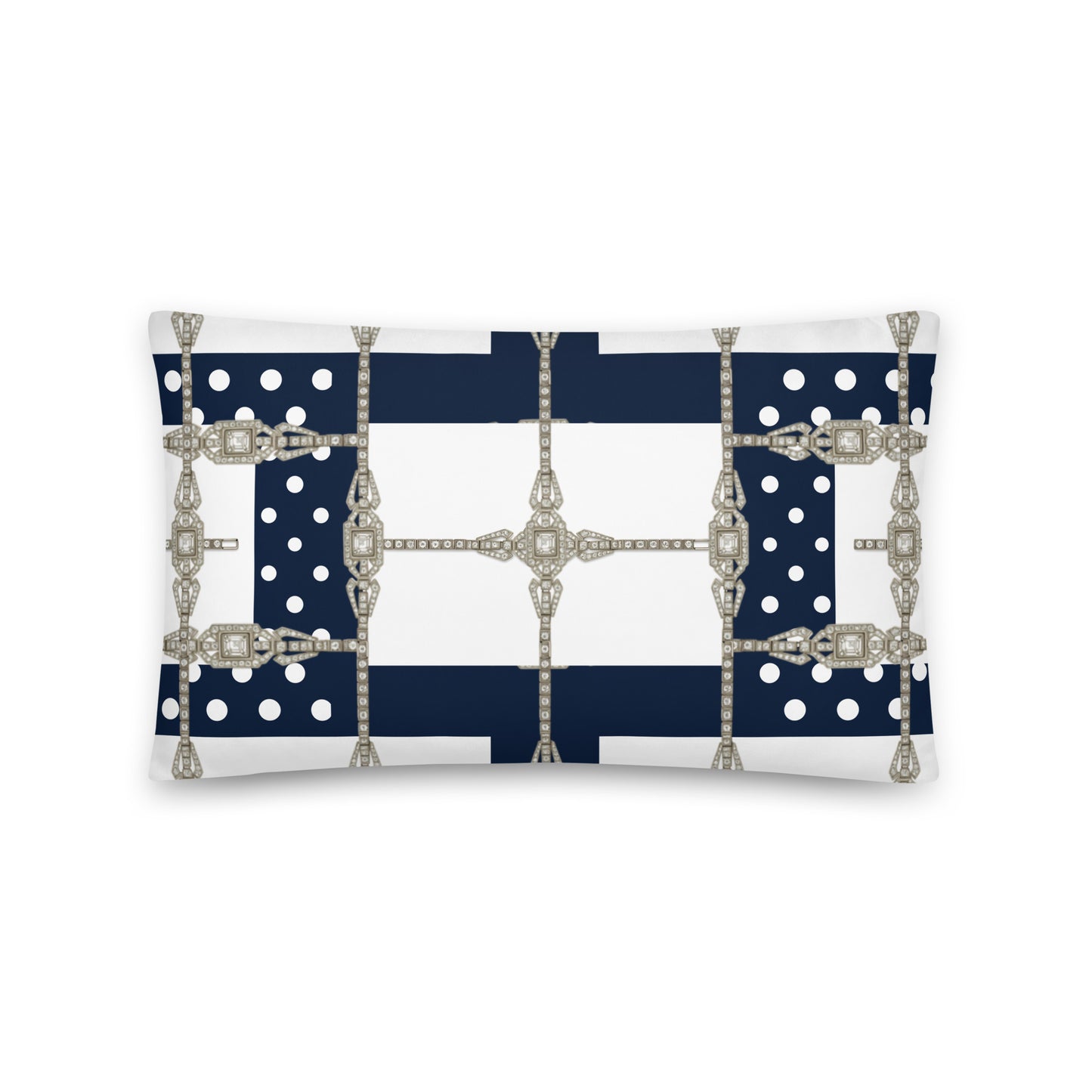 White Diamond Grid Reversible Cushion Cover Cushion Cover 20″×12″