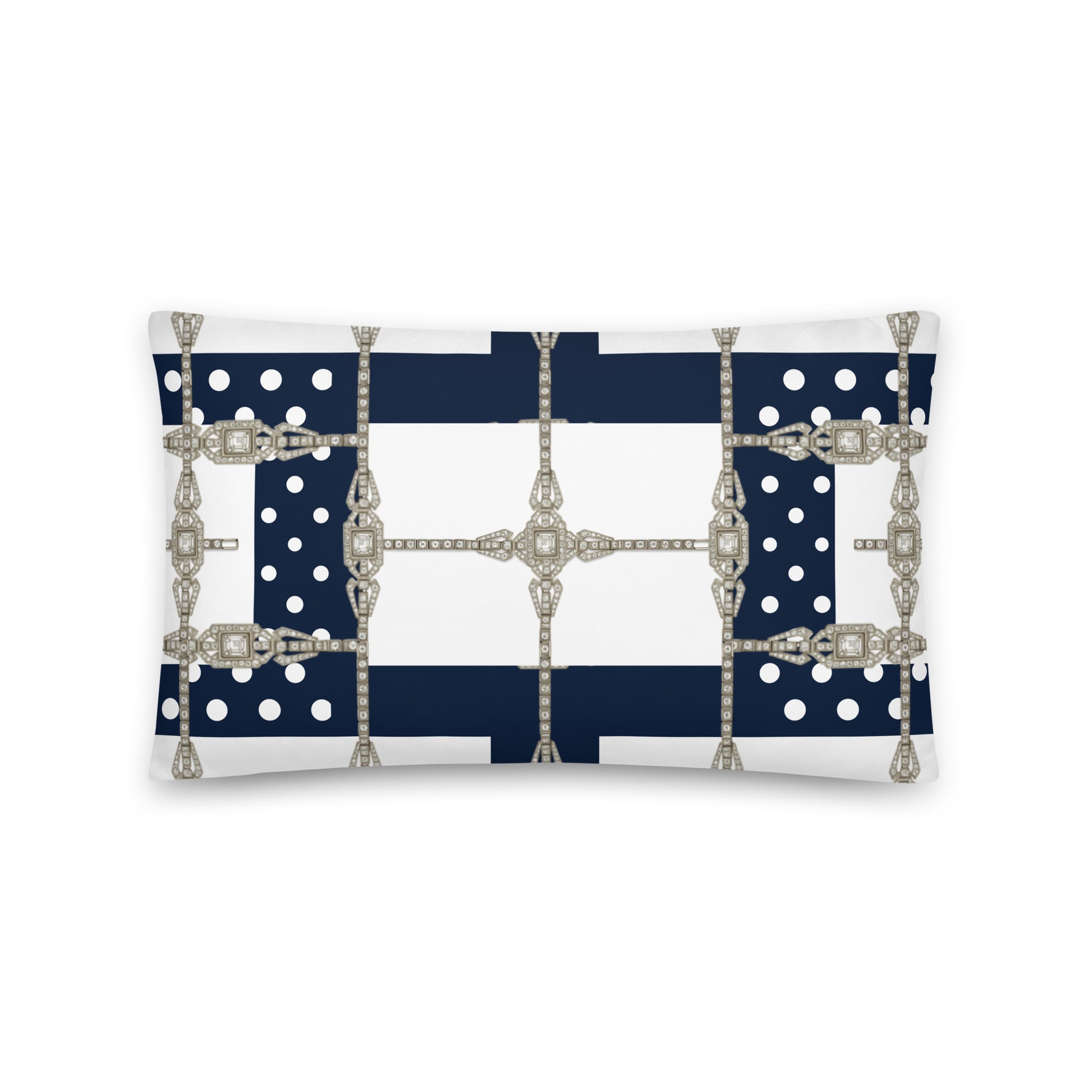 White Diamond Grid Reversible Cushion Cover Cushion Cover 20″×12″
