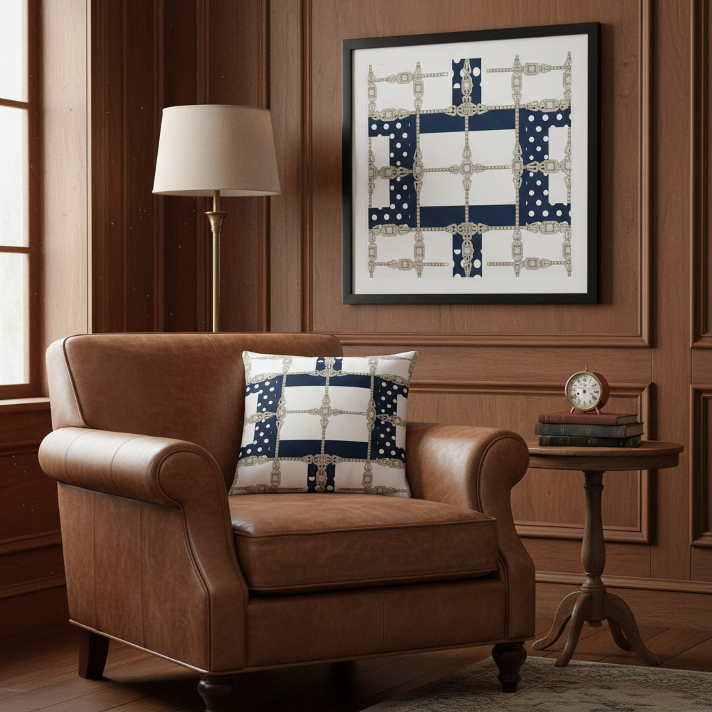 White Diamond Grid Reversible Cushion Cover