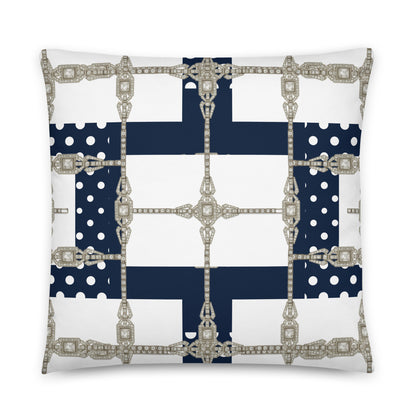 White Diamond Grid Reversible Cushion Cover Cushion Cover 22″×22″