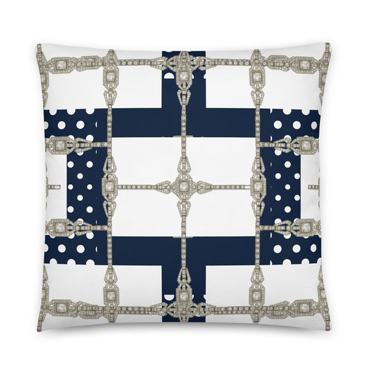 White Diamond Grid Reversible Cushion Cover Cushion Cover 22″×22″