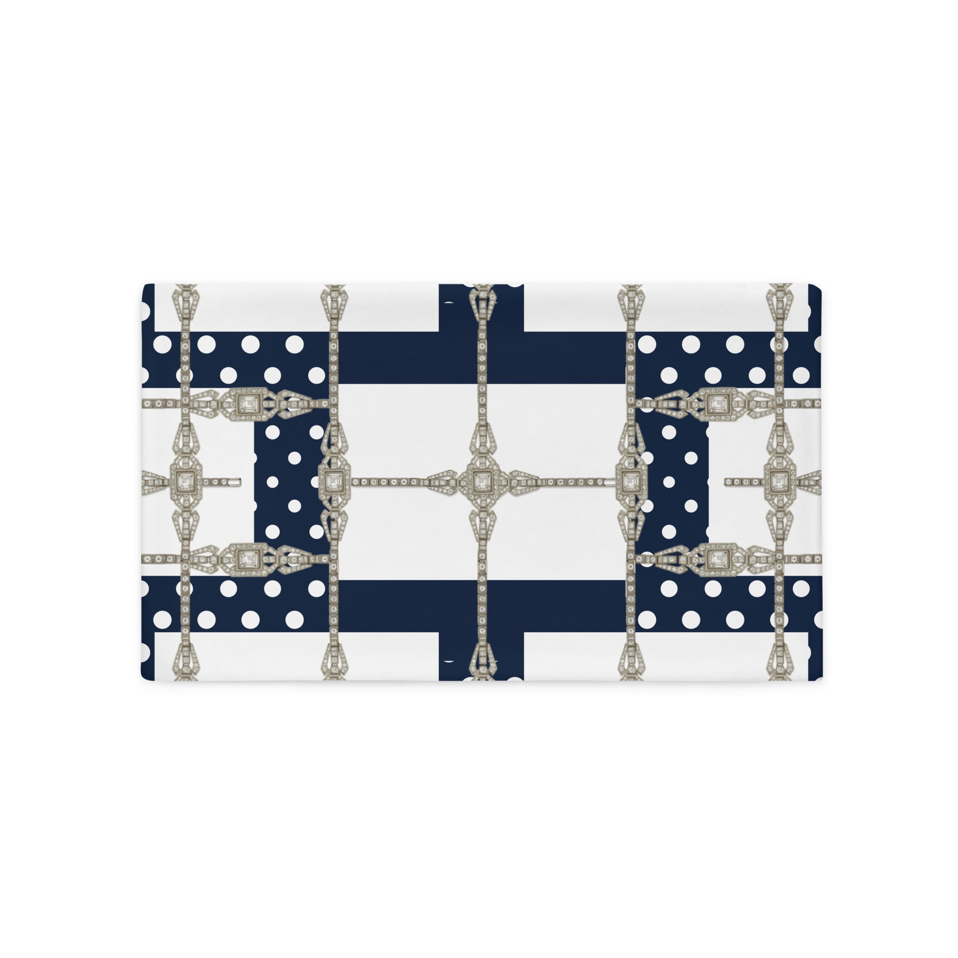 White Diamond Grid Reversible Cushion Cover