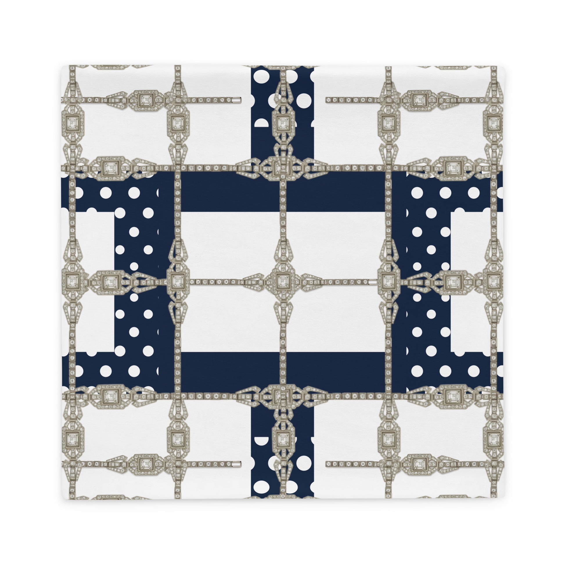 White Diamond Grid Reversible Cushion Cover