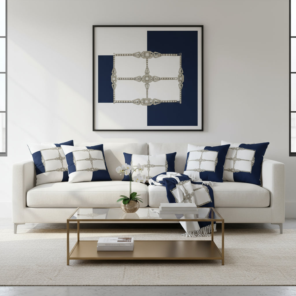 Art Deco Rhinestone Nautical Cushion Cover