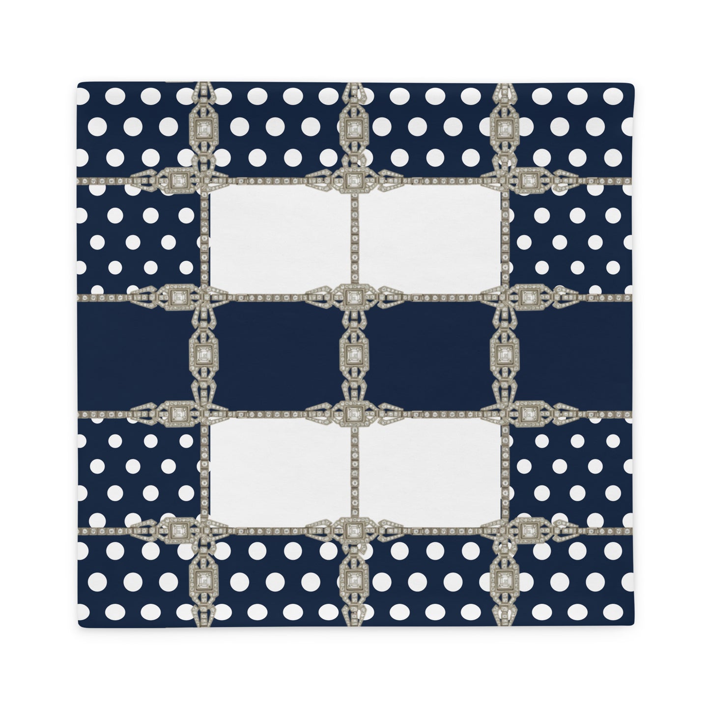 Navy Polkadot Reversible Cushion Cover