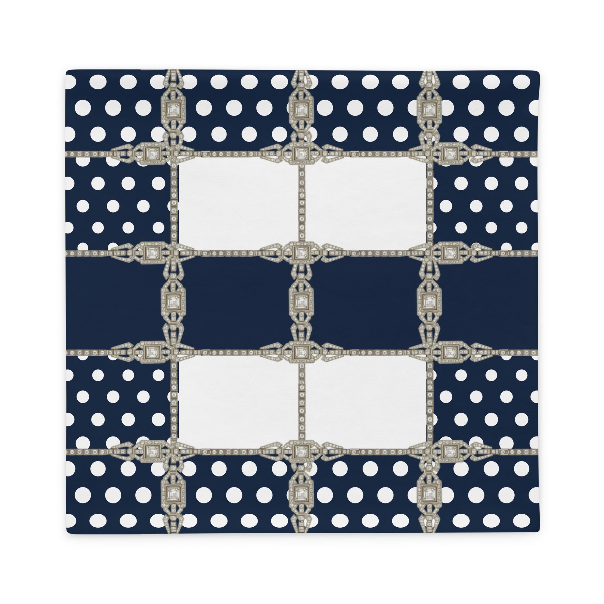 Navy Polkadot Reversible Cushion Cover