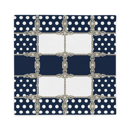 Navy Polkadot Reversible Cushion Cover