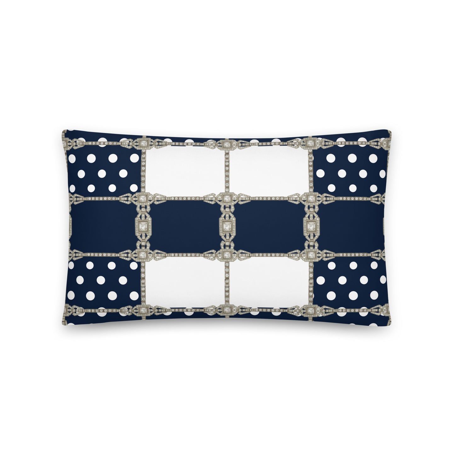 Navy Polkadot Reversible Cushion Cover Cushion Cover 20″×12″