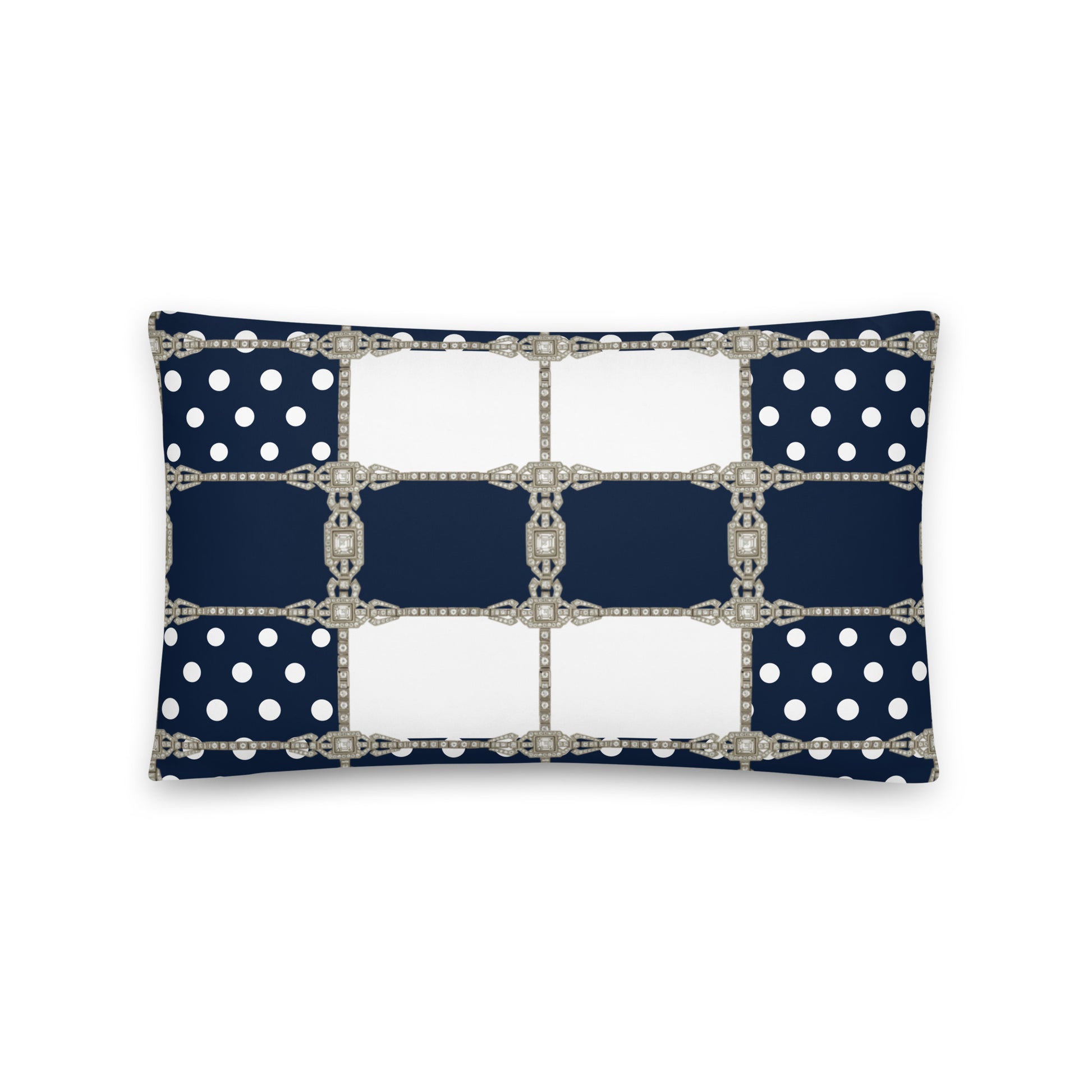 Navy Polkadot Reversible Cushion Cover Cushion Cover 20″×12″