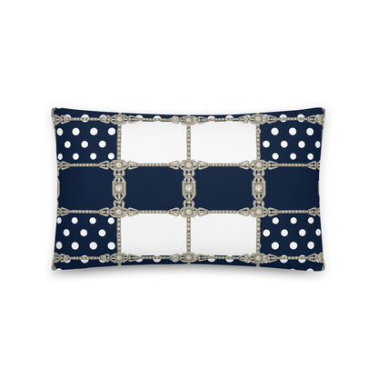 Navy Polkadot Reversible Cushion Cover Cushion Cover 20″×12″