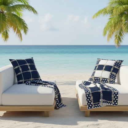 Navy Polkadot Reversible Cushion Cover